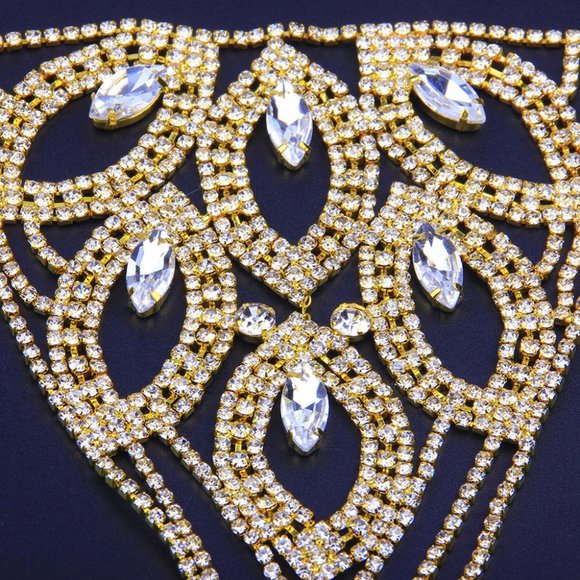 Sexy Rhinestone Thong Body Chain Crystal Bikini Waist Jewelry Lingerie Women - Picture 6 of 6